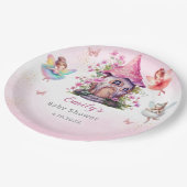 かわいいモダン魔法の妖精ピンクのフローラ園 ペーパープレート (アングル)