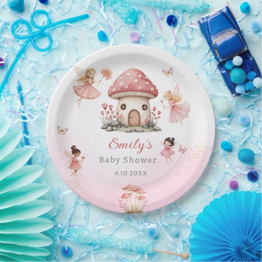 かわいいモダン魔法の妖精ピンクのフローラ園 ペーパープレート (パーティー)