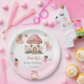 かわいいモダン魔法の妖精ピンクのフローラ園 ペーパープレート (パーティー)