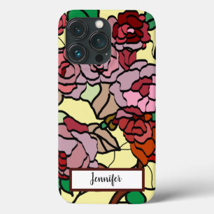 かわいいモダン鮮やかな赤い花黄色 iPhone 13 PROケース