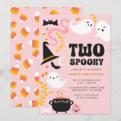 かわいいモダン ピンクの幽霊 ハロウィン招待状 招待状 (正面/裏面)