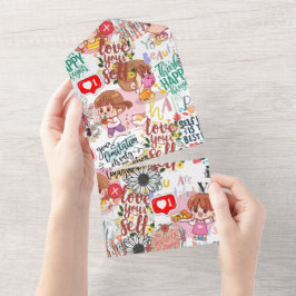 かわいいモチベーション - ポジティブな名言 クッキー オールインワン招待状