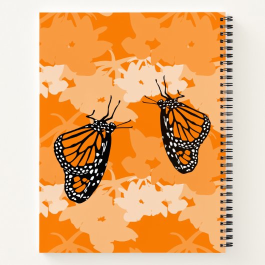 かわいいモナーク蝶 オレンジ色 お気に入りの名前付き ノートブック (裏面)