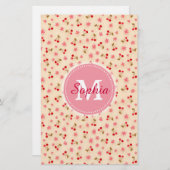 かわいいモノガーリーグラムさくらんぼと花 便箋 (正面/裏面)