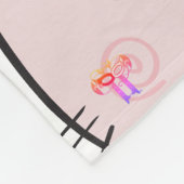 かわいいモノグラムのキッテンテーマフリースブランケット フリースブランケット (角)