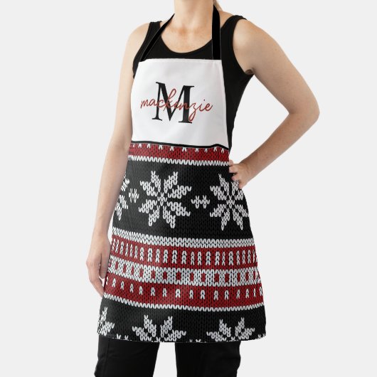 かわいいモノグラムのクリスマスセーター柄のエプロン エプロン (インサイチュ)