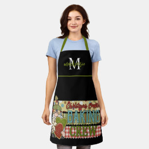 かわいいモノグラムのクリスマスベーキングクルーのエプロン エプロン