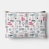 かわいいモノグラムのメイクアップパターン アクセサリーポーチ (正面)