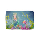 かわいいモノグラムの名前マーメイド バスマット (正面)