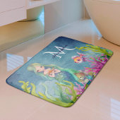 かわいいモノグラムの名前マーメイド バスマット