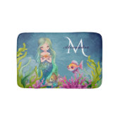 かわいいモノグラムの名前マーメイド バスマット (正面)