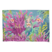 かわいいモノグラムの名前マーメイド 枕カバー (正面)