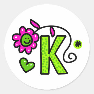 かわいいモノグラムの手紙Kの挨拶の文字の表現 ラウンドシール