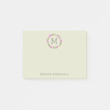 かわいいモノグラムの緑のフローラリース