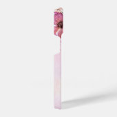 かわいいモノグラムの美しいフローラ水色ピンク iPhoneケース (右側面)