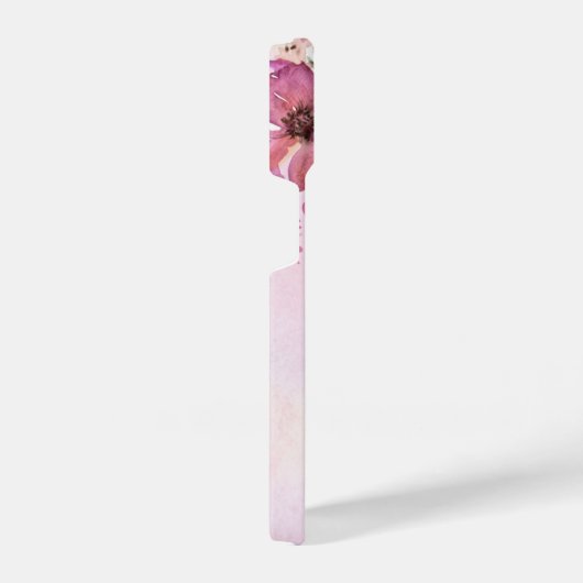 かわいいモノグラムの美しいフローラ水色ピンク iPhoneケース (右側面)