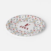 かわいいモノグラムカスタムフォークスカンジナビアフローラ ペーパープレート (アングル)