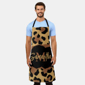 かわいいモノグラムヒョウ柄 エプロン (着用した状態)
