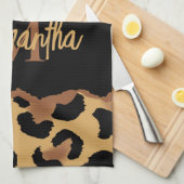 かわいいモノグラムヒョウ柄 キッチンタオル (四つ折り)