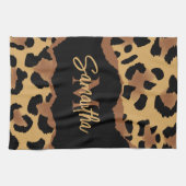 かわいいモノグラムヒョウ柄 キッチンタオル (横)