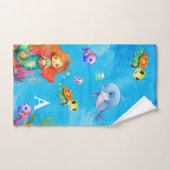 かわいいモノグラムマーメイドウミガメ バスタオルセット (ハンドタオル)