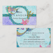 かわいいモノグラムマーメイドティール(緑がかった色)&パープルウォーター色 名刺 (正面/裏面)