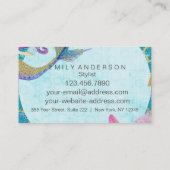 かわいいモノグラムマーメイドティール(緑がかった色)&パープルウォーター色 名刺 (裏面)