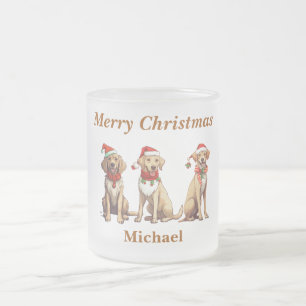 かわいいモノグラムメリークリスマスドマグカップ フロストグラスマグカップ