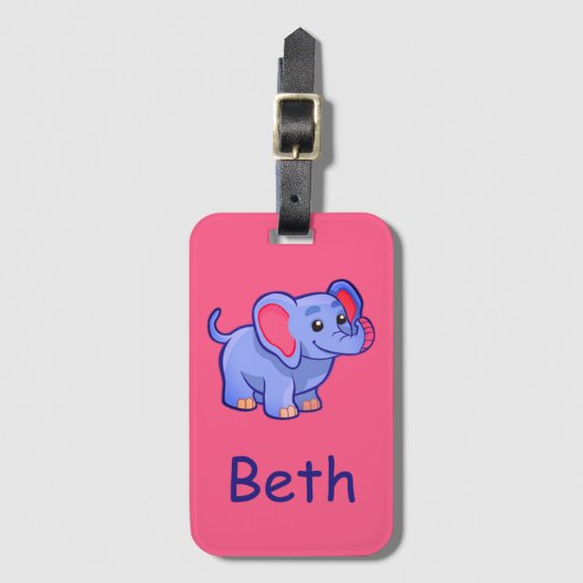 かわいいモノグラム名デザイン 子供へ ラゲッジタグ (正面縦)