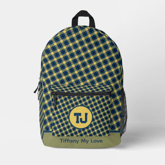 かわいいモノグラム幼稚園柄のバックパック プリントバックパック (正面)