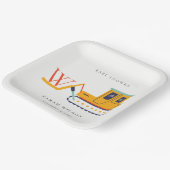 かわいいモノグラム建築フォークリフトベビーシャワー ペーパープレート (傾斜あり)