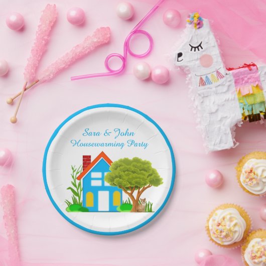 かわいいモノグラム引っ越し祝いパーティーパーティー紙プレート9" ペーパープレート (パーティー)