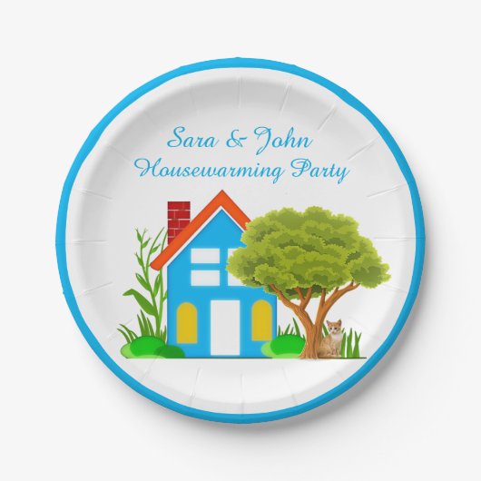 かわいいモノグラム引っ越し祝いパーティーパーティー紙プレート9" ペーパープレート (正面)