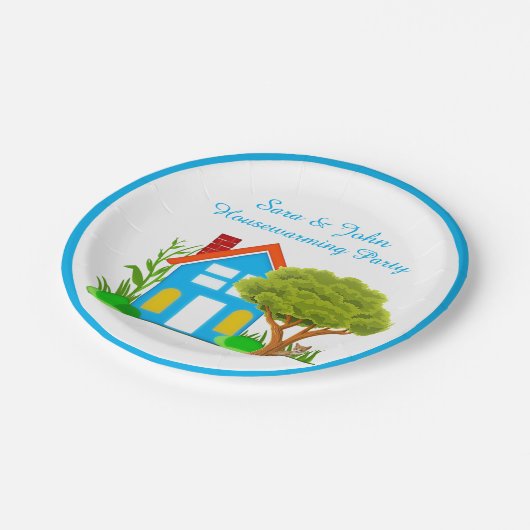 かわいいモノグラム引っ越し祝いパーティーパーティー紙プレート9" ペーパープレート (アングル)