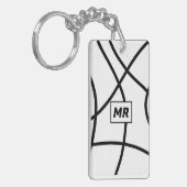 かわいいモノグラム抽象芸術ブラックイニシャル キーホルダー (正面左)