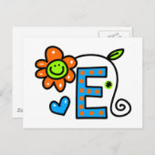 かわいいモノグラム文字Eのグリーティングテキスト表現 ポストカード (正面/裏面)