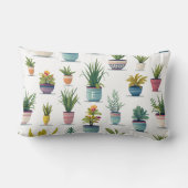 かわいいモノグラム水カラーポット植物 ランバークッション (裏面)