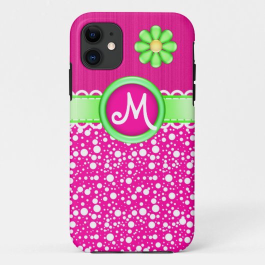 かわいいモノグラム水玉模様と花iPhone 5ケース Case-Mate iPhoneケース (裏面)