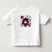 かわいいモノグラム ワインレッドと白の花 | トドラーTシャツ (裏面)