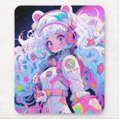 かわいいモパステル宇宙宇宙飛行士アニメガール マウスパッド (正面)