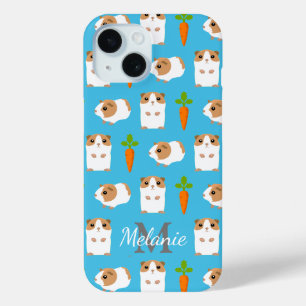 かわいいモルモットとニンジンパーソナライズされた iPhone 15ケース