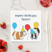 かわいいモルモットとバルーン誕生日パーティー スタンダードランチョンナプキン (インサイチュ)