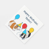 かわいいモルモットとバルーン誕生日パーティー スタンダードランチョンナプキン (角)