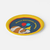 かわいいモルモットとバルーン誕生日パーティー ペーパープレート (アングル)