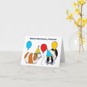 かわいいモルモットとバルーン誕生日 カード (黄色い花)