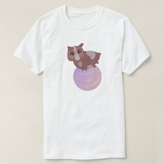 かわいいモルモットのエクササイズ Tシャツ (デザイン正面)