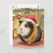 かわいいモルモットのクリスマスカヴィアCavyはがき ポストカード (正面/裏面)
