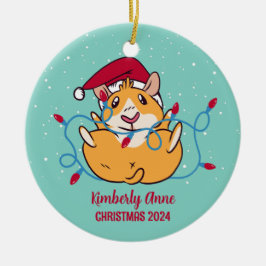 かわいいモルモットのクリスマス雪の冬の休日 セラミックオーナメント