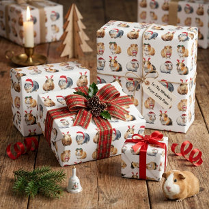 かわいいモルモットのクリスマス ラッピングペーパー