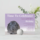 かわいいモルモットのバレーボール オーダーメイド 誕生日パーティー 招待状 (スタンド正面)
